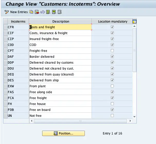 Incoterms in SAP